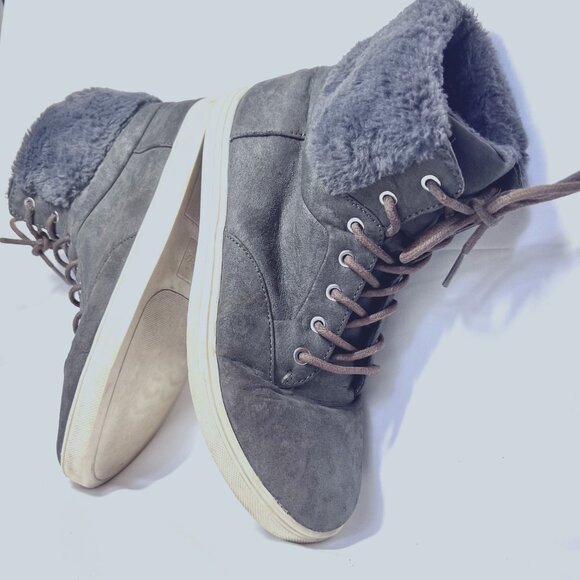 Justice-Women's Faux Fur Size 9 Gray Booties-Lace Up-Warm-School- - Picture 9 of 15